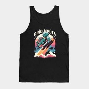 "Dino-Nauts" Dinosaurs in a Rocketship in Outer Space Tank Top